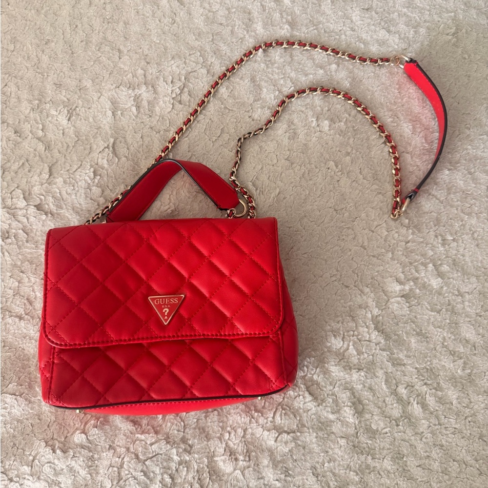 Guess Red Quilted Crossbody Bag